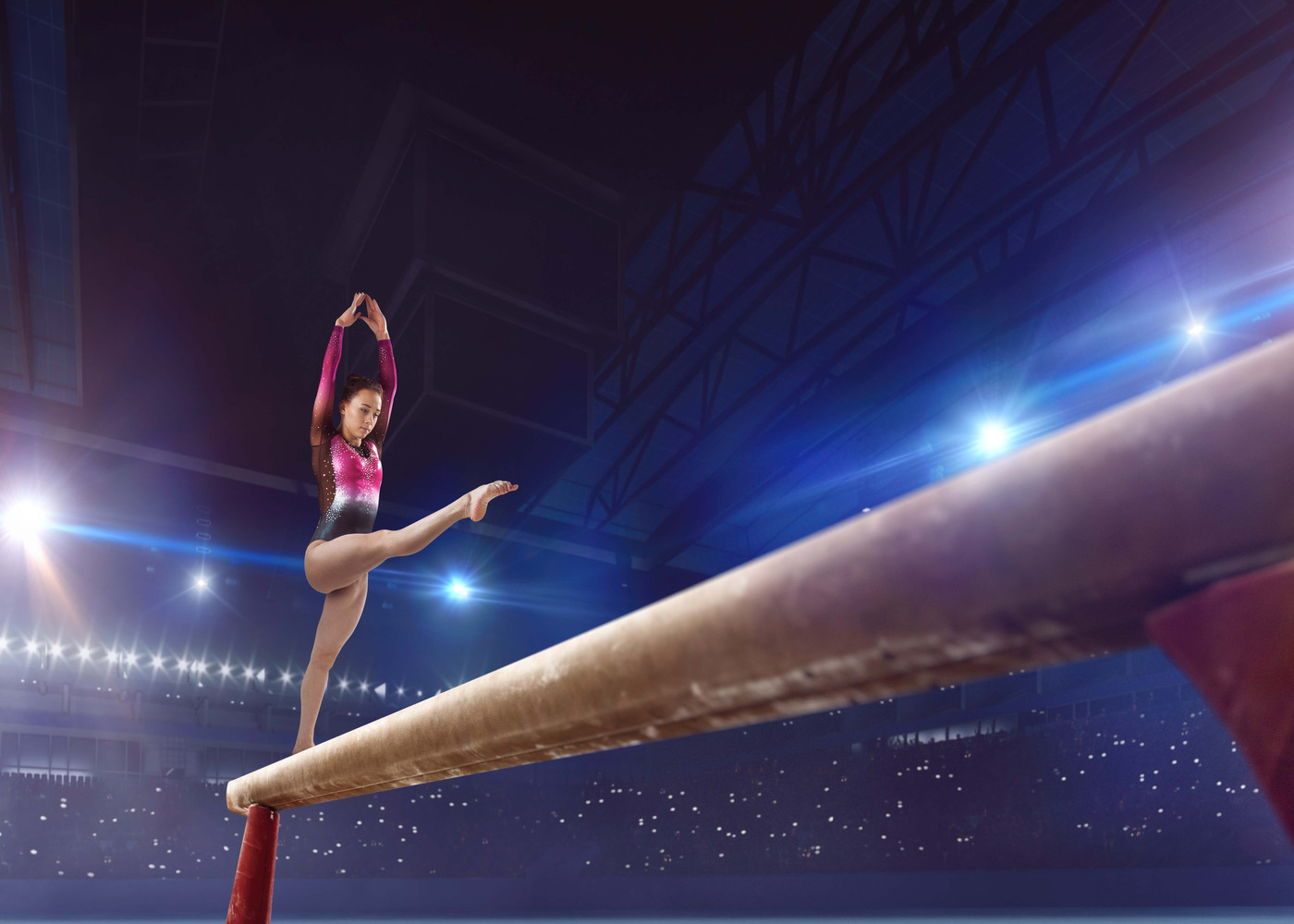 Gimnasta de Superstar Gymnastics en competencia